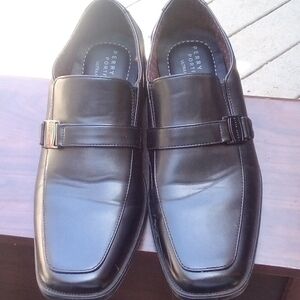 Perry Ellis Black Leather Loafers with Decorative Strap
